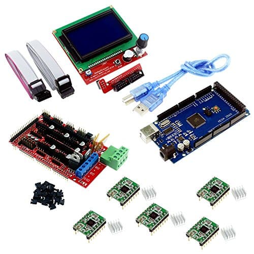 3D Printer Kits Controller RAMPS 1.4 + Mega 2560 R3 + 5pcs A4988 Stepper Motor Driver with Heatsink + LCD 12864 Graphic Smart Display Controller with Adapter For Arduino RepRap