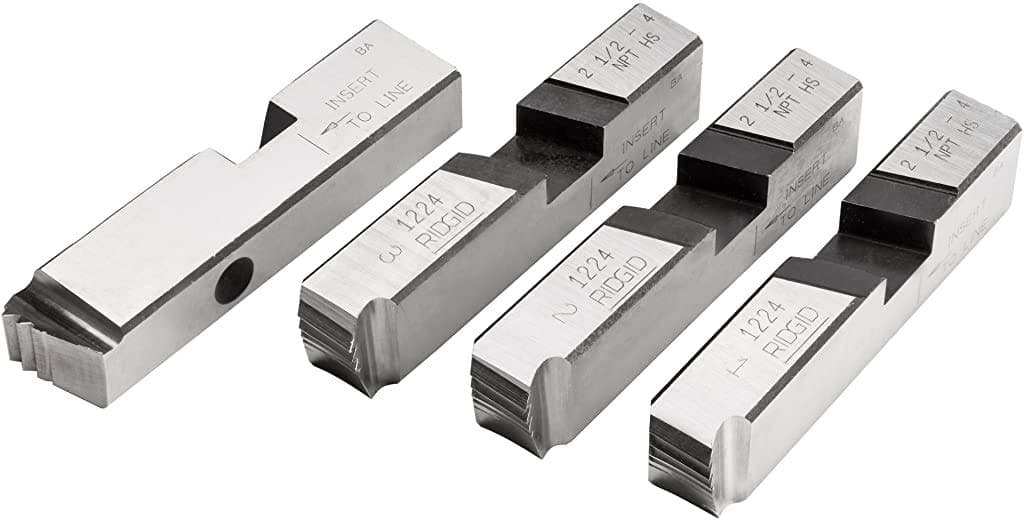 RIDGID 26192 4-Piece Pipe Threader Dies Set, 2 1/2-Inch to 4-Inch, Compatible with Model 1224 Threading Machine, Right-Handed, High-Speed Steel