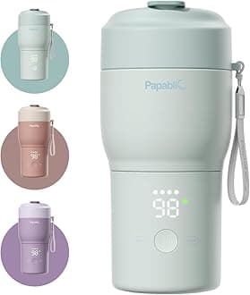 Papablic Portable Bottle Warmer Pro — 115W Fastest Heating, Built-in Sterilizer, Baby Milk Warmer On The Go for Travel and Home, 5 Temp Settings and Keep Warm for Breastmilk & Formula, Mint Green