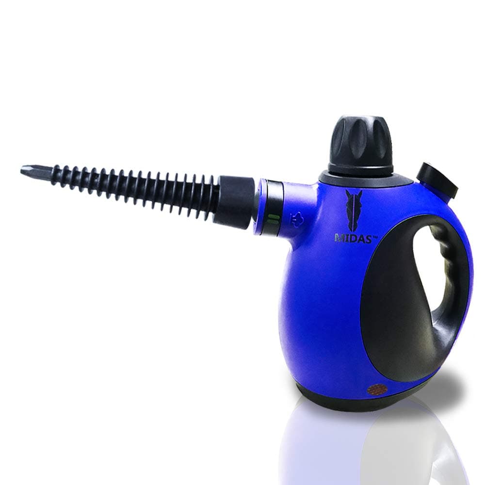 Midas Multi-Purpose Big Capacity Handheld Pressurized Steam Cleaner with 9-Piece Accessories for Stain Removal, Carpets, Curtains, Bed Bug Control, Car Seats