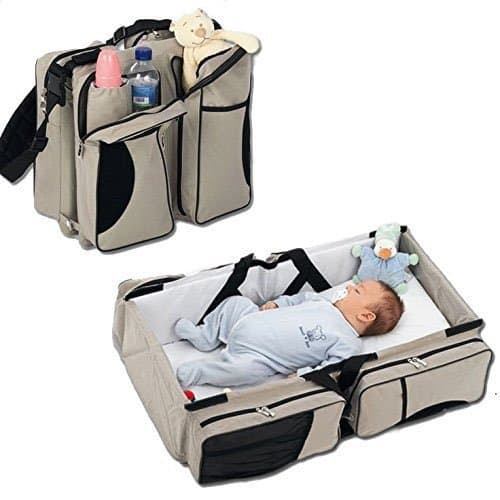 Rifrano 3 in 1 Multi-function Organizer Large Capacity Waterproof Baby Diaper Bag Travel Bassinet