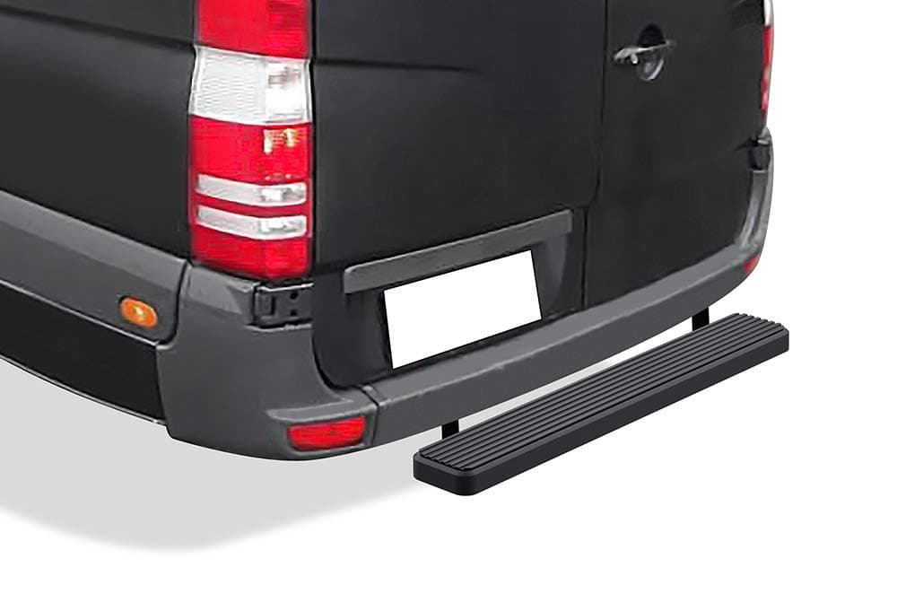 APS (Black Powder Coated 5in) Rear Step Bar Side Steps Compatible with Dodge Sprinter 2007-2009 Full Size Van & Mercedes-Benz Sprinter 10-26(Exclude Passenger Van with Rear A/C and 2015 4X4)