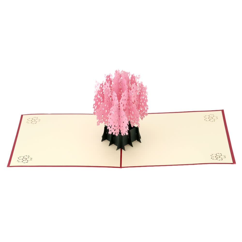 Creative 3D Handmade Pop Up Sakura Design Birthday Card Folding Kirigami Christmas Valentines's Day Postcard With Envelop