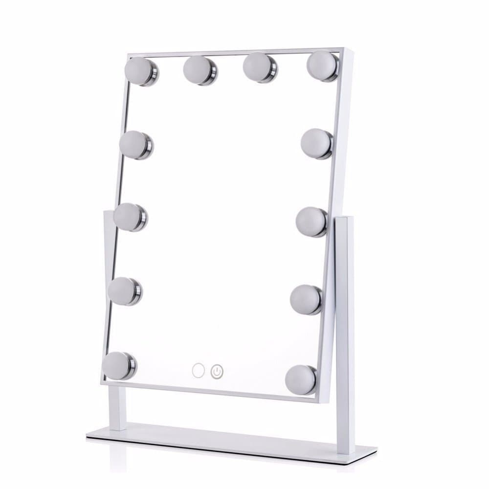 KinWest Hollywood Lighted Vanity Mirror with 12 LED Dimmable Light Bulbs for Makeup Dressing Table Set UK Plug (White)