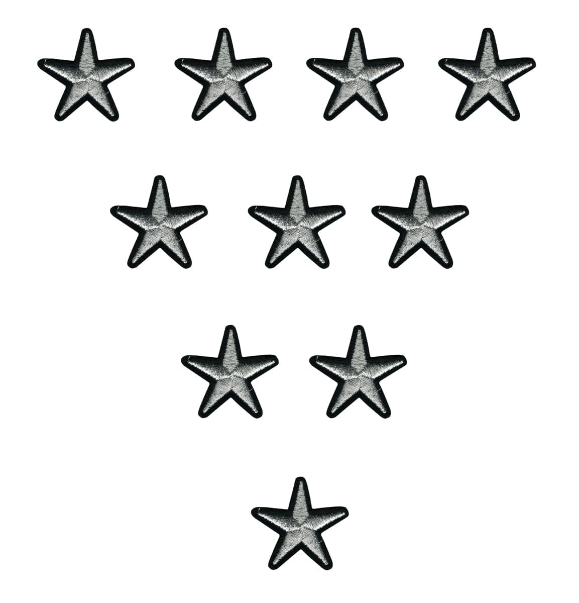 Generic 10 Pcs Silver White Stars Applique Embroidered Sew-on Patch; Size 3.5cm x 3.5cm for Jackets, Bags, Caps, T-Shirts, Jeans, Outdoor Clothing; Imported from Malaysia (Code: SBX-323)