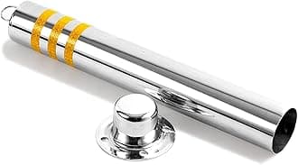 Parking Post Bollards Stainless Steel Parking Barrier With Reflective Strips,Bollard Post, Safety Bollard, Construction Safety Bollard (Color : Silver, Size : 650x89mm/25.5x3.5in)