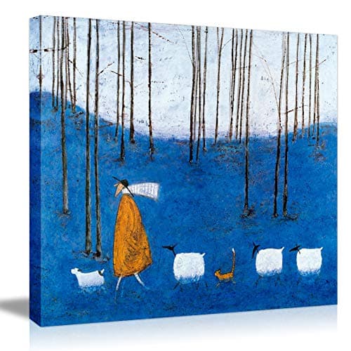 A Light In The Stable by Billy Jacobs 22x28 Red Barn Full Moon Stone House Snow Snowing Winter Christmas Framed Folk Art Print Picture