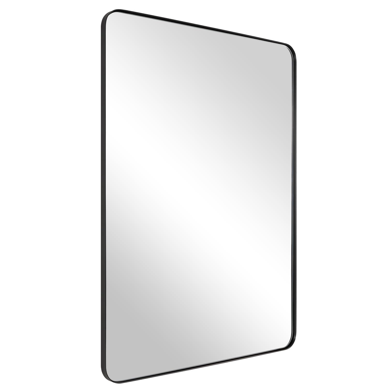 ANDY STAR Wall Mirror for Bathroom, Mirror for Wall with Black Metal Frame 22" X 30", Decorative Wall Mirrors for Living Room,Bedroom, Glass Panel Rounded Corner Hangs Horizontal Or Vertical