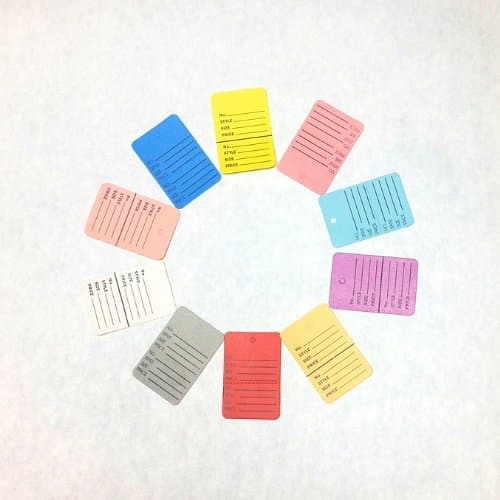 1000 Pcs 1-1/4"×1-7/8" Mix 10 Colors Two-Part Perforated Price Coupon Tag Clothing Price Labels Paper Tag Mark Sticker