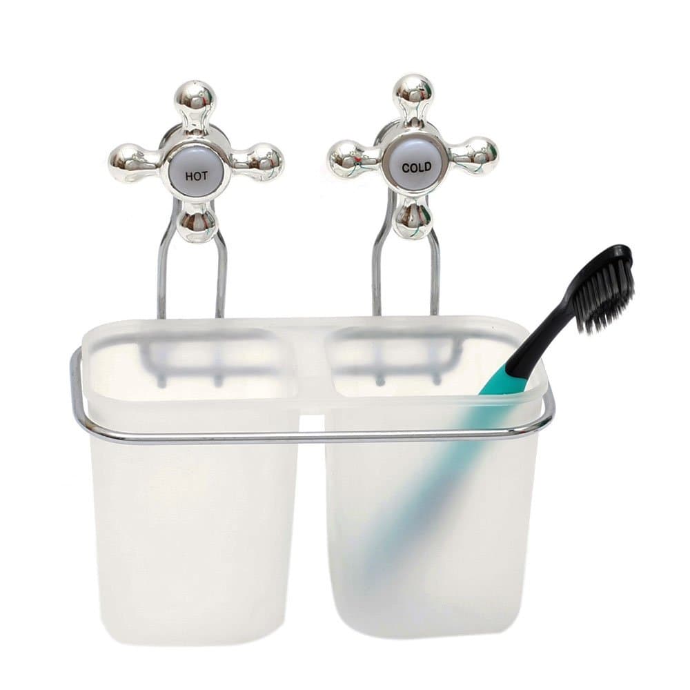 Bathroom Shower Caddy Razor Toothbrush and Toothpaste Holder Suction Cups Mounted