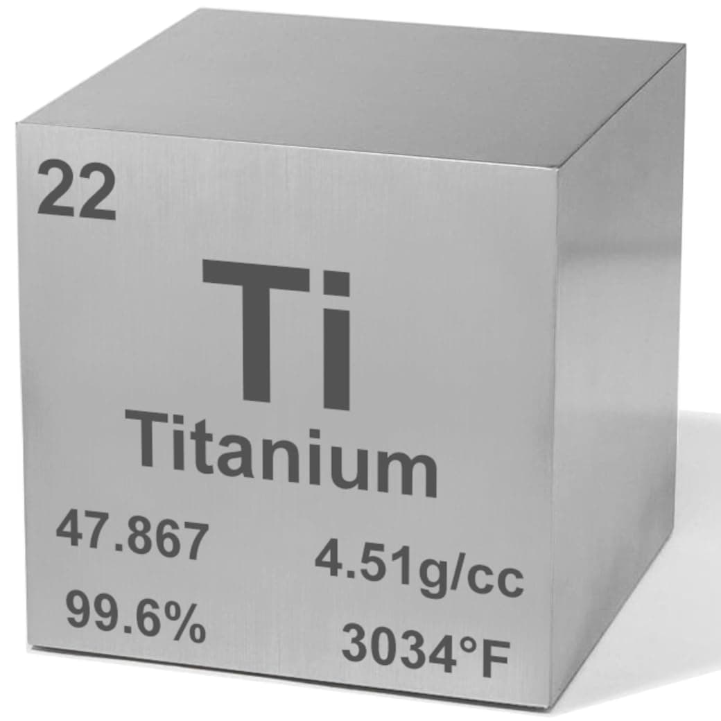 High-Precision 1" Titanium Density Cube - 99.6% Pure Element for Chemistry - Periodic Table Design for Scientific Collection, Education, & Gifting by Heavenly Metals