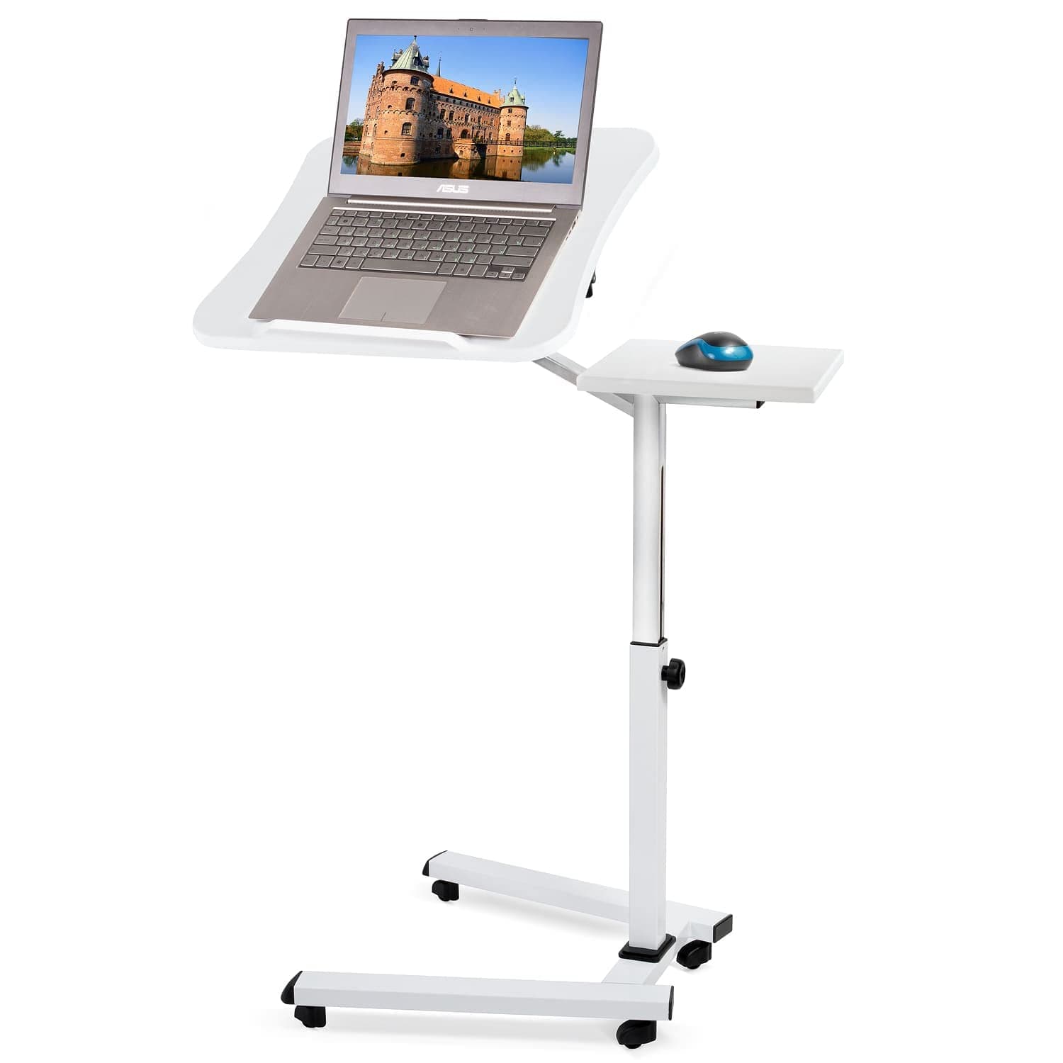 Tatkraft Like Mouse Surface Laptop Table with Wheels Adjustable Height 67 x 52 x 70-99.5 cm White