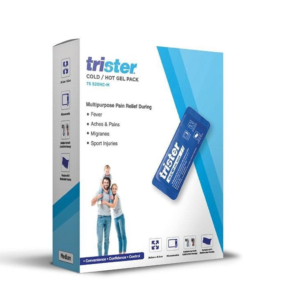 Trister Soft Cold/Hot Gel Pack Medium TS-520HC-M - Microwavable & Freezable Reusable Pain Relief - 28.5x11.5cm - Flexible for Fever, Migraines, Sports Injuries