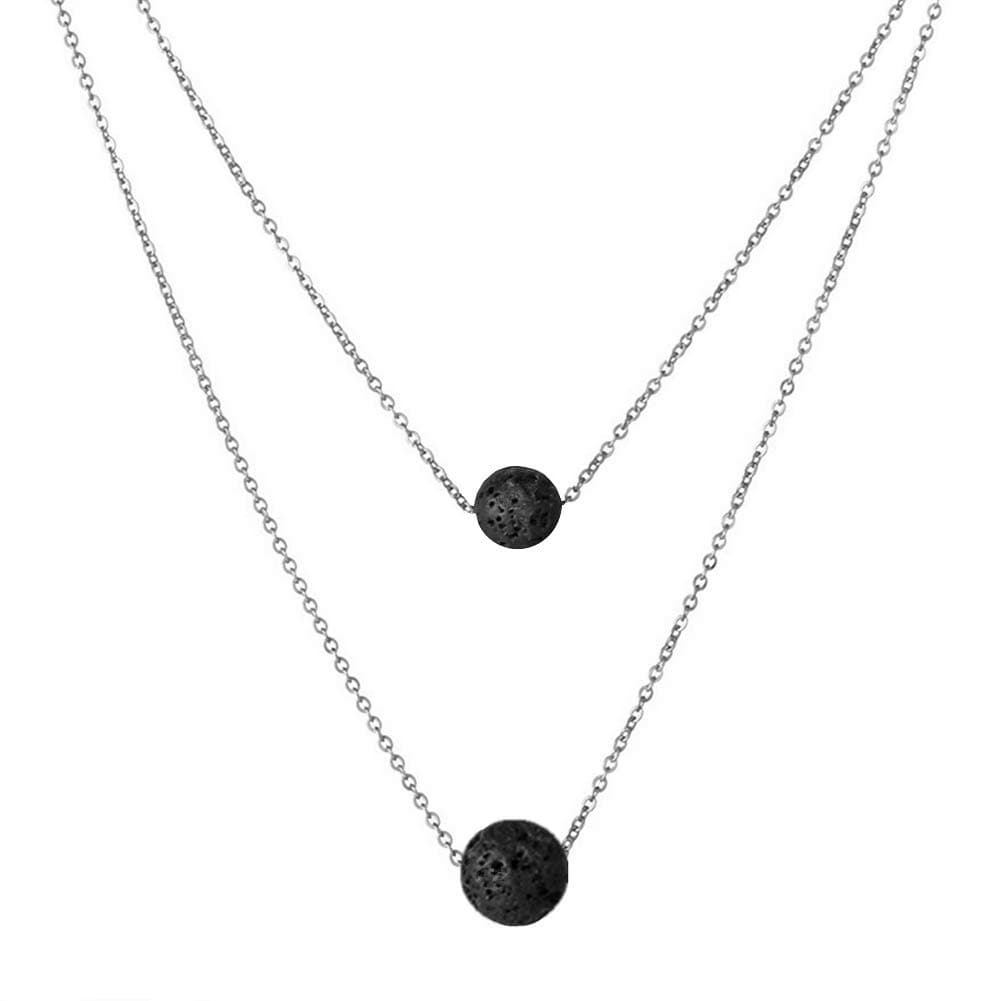 SIVITE Lava Rock Stone Beads Pendant Essential Oil Diffuser Multilayer Necklace Aromatherapy Jewelry for Women