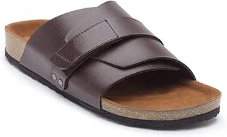 REFOAMREFOAM ORFMO-08 Men's Black Synthetic Leather Slip On Trendy | Comfortable | Outdoor | Stylish Casual Sandals