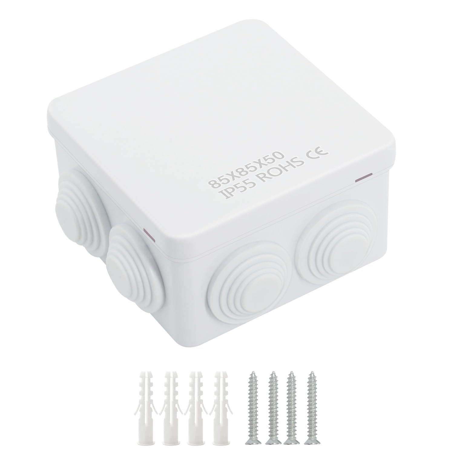 LeMotech ABS Plastic Dustproof Water Resistant IP55 Junction Box Universal Electrical Project Enclosure White 3.4 x 3.4 x 2 inch (85 x 85 x 50 mm)