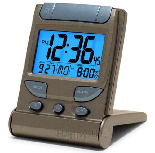Hideki Digital Travel Alarm Clock with EL Backlight, Dual Time & Dual Crescendo Alarm with Snooze