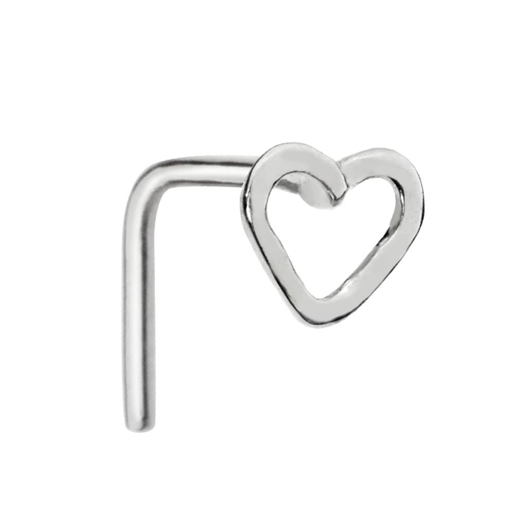 Nose Ring Stud - Cartilage Tragus Earring - Sterling Silver - Open Heart -20G or 18G