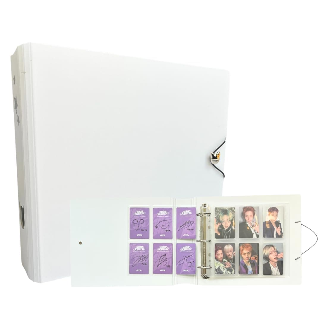 K-Keep [A5 Extra Wide] 6 Pocket Binder - [1.5 Inch] - [Minimalist Series] - D-Ring Compact Beginner Friendly Comprehensive Kpop Photocard Collector Binder (Minimal White)