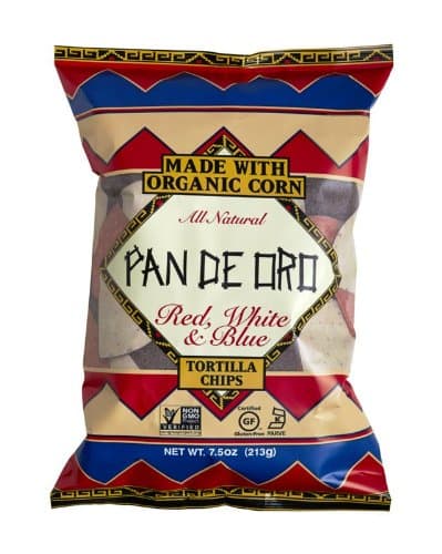 PAN DE ORO Tortilla Chips, Red, White and Blue, 7.5 Ounce (Pack of 12)