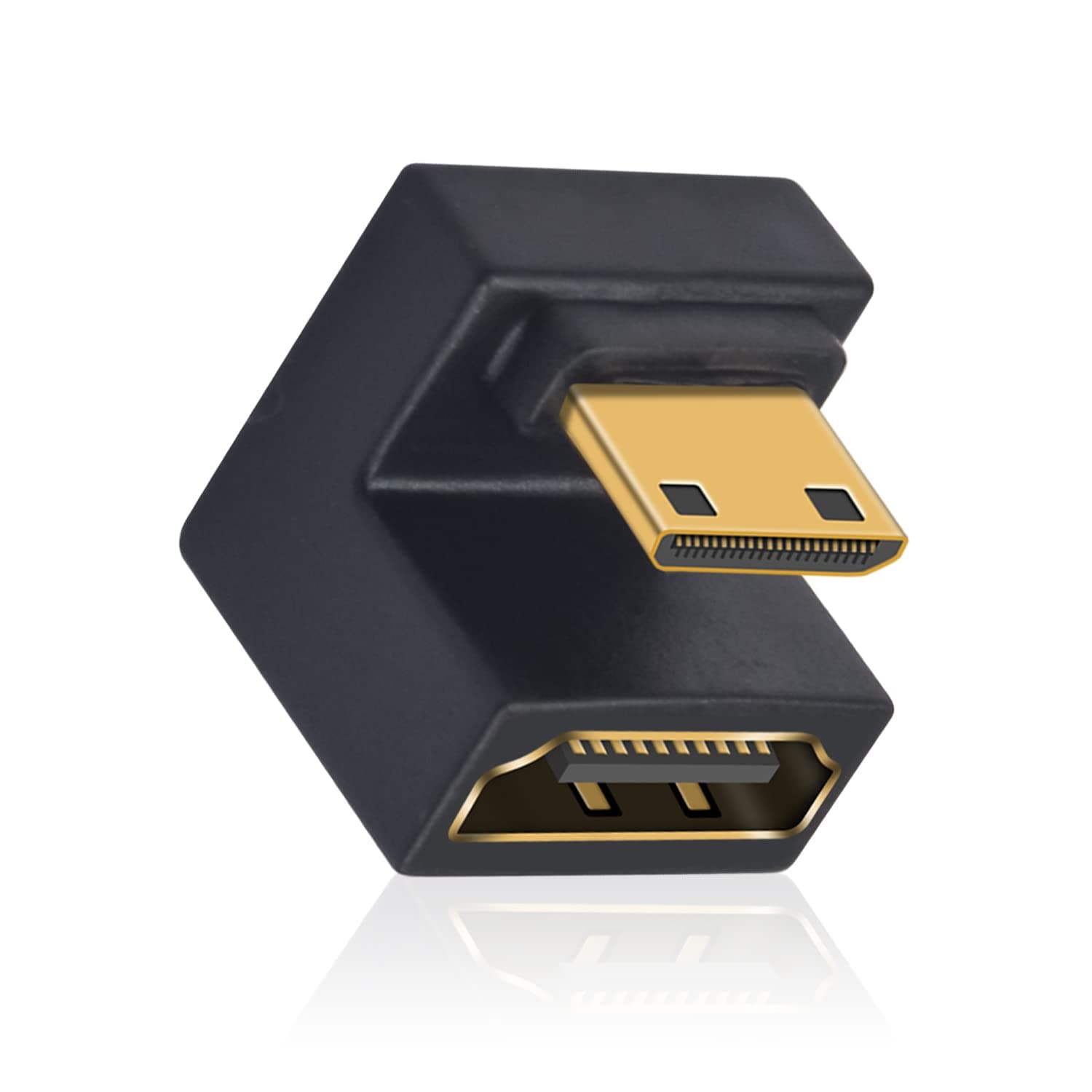 Duttek U Shape Mini HDMI to HDMI 8K Adapter,Down Angle HDMI to Mini-HDMI Adapter Support 8K@60Hz,48Gbps for Camera, Monitors, DVRs(1 pack)