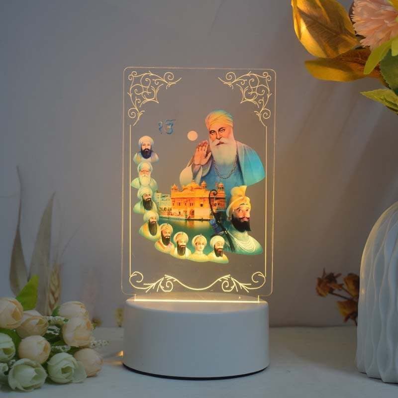 Beautiful 3D Guru Nanak & Gobind ji Frame with Soft Light. UV Printed LED Night Light for Sikhs, Punjabi, Indian Community. Gifts for Kids, Grandparents & Friends.(Guru Nanak & Guru Gobind)