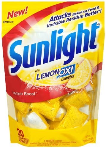Sunlight with Lemon Oxi Complex, Lemon Boost Dishwasher Power Pacs, 20 Ct (Pack of 6)