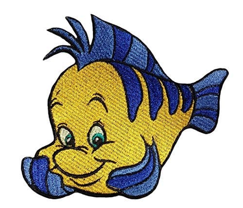 5 inches Flounder patch iron on disney embroidered patch applique sew on embroidery