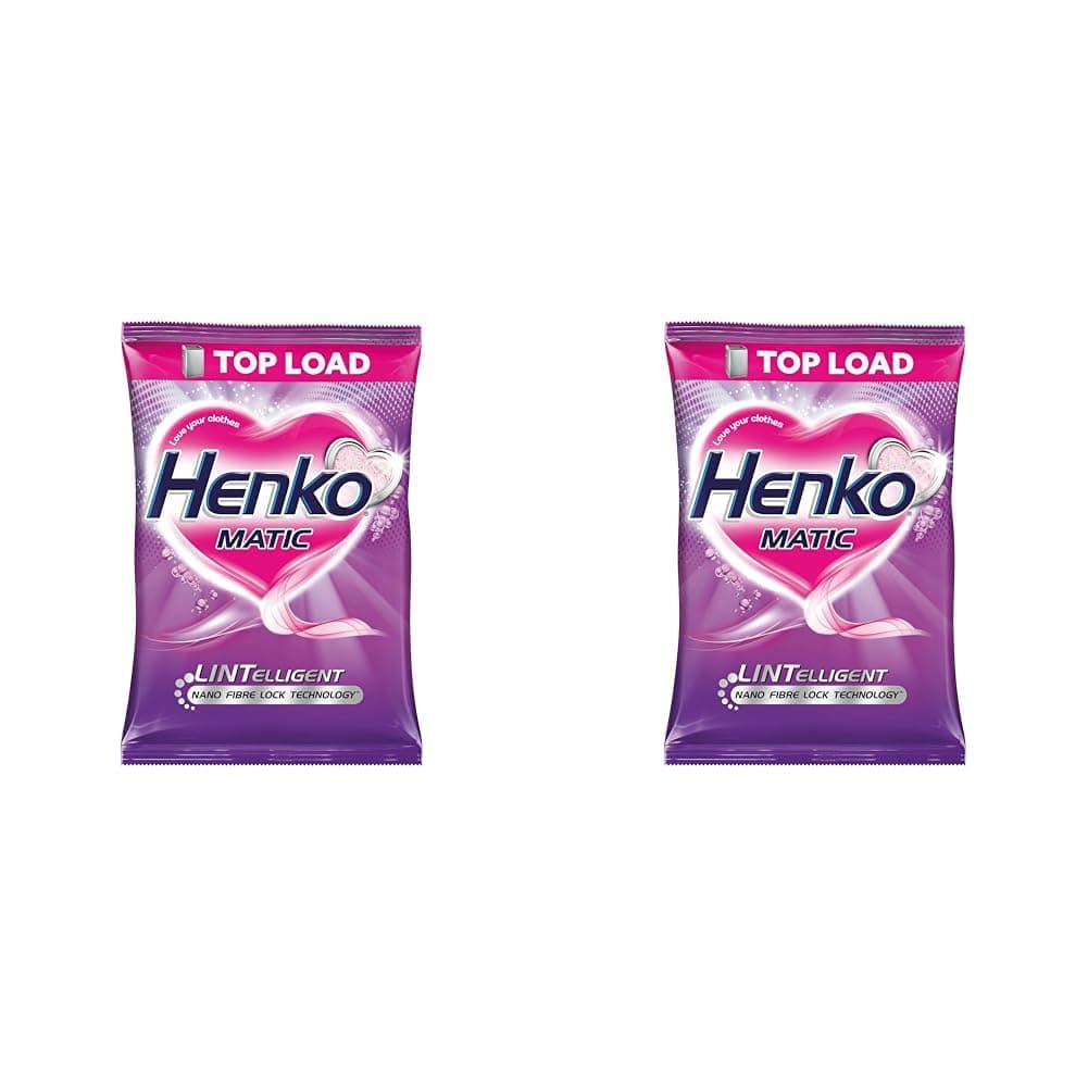 Henko Matic Top Load Detergent Powder 2 Kg Pouch With Power Of Lintelligent Nano Fiber Lock Technology|Laundry Detergent Powder For Tough Stain Removal|Dissolves Easily-Removes Tough Stains,Pack of 2