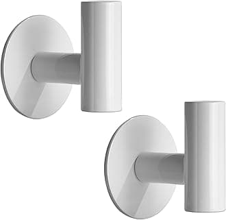 YUET 2 Pcs Bathroom Towel Hook Adhesive,Stick on Metal Coat Hooks Robe Hook SUS 304 Stainless Steel Heavy Duty Door Hanger Towel Robe Clothes Closet Sponges Holder for Bathroom Hotel (White)