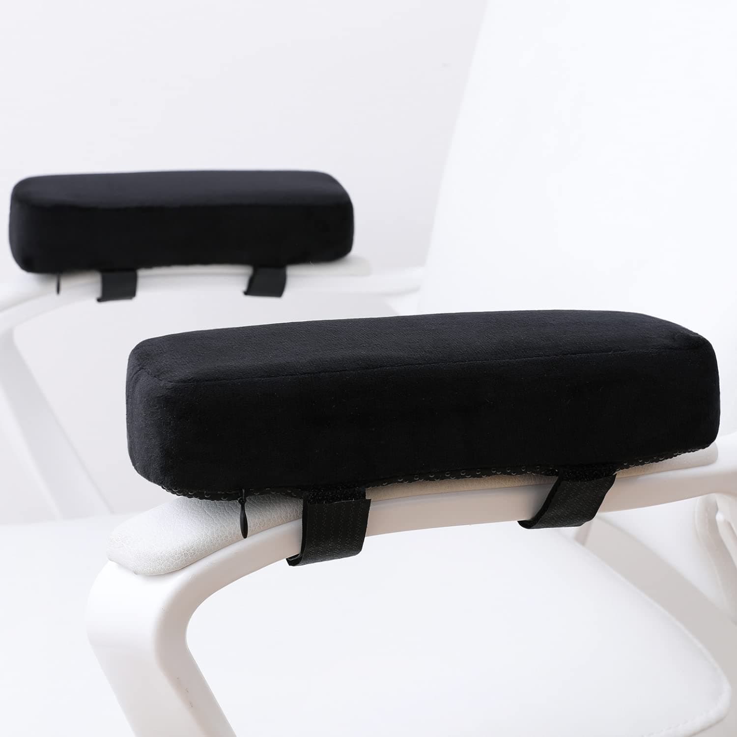 LargeLeaf Extra Thick 2 inches Chair with Memory Foam Armrest Pads 2-Piece Set (Black)