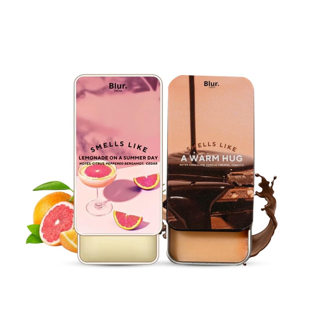 Blur India Solid Perfume | Smells Like Lemonade On A Summer Day & Warm hug Fragrance | Alcohol Free | Perfume Primer | Safe For Skin | Pack of 2 | Each 10 g