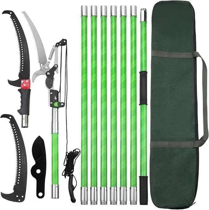 Pole Pruning Saw 26 Foot Long Handle Adjustable Length, Manual Pole Saw High Branch Scissors with Carry Bag and Sturdy Pole, Telescopic Tree Pruner Long Reach for Palm Oak High Branches