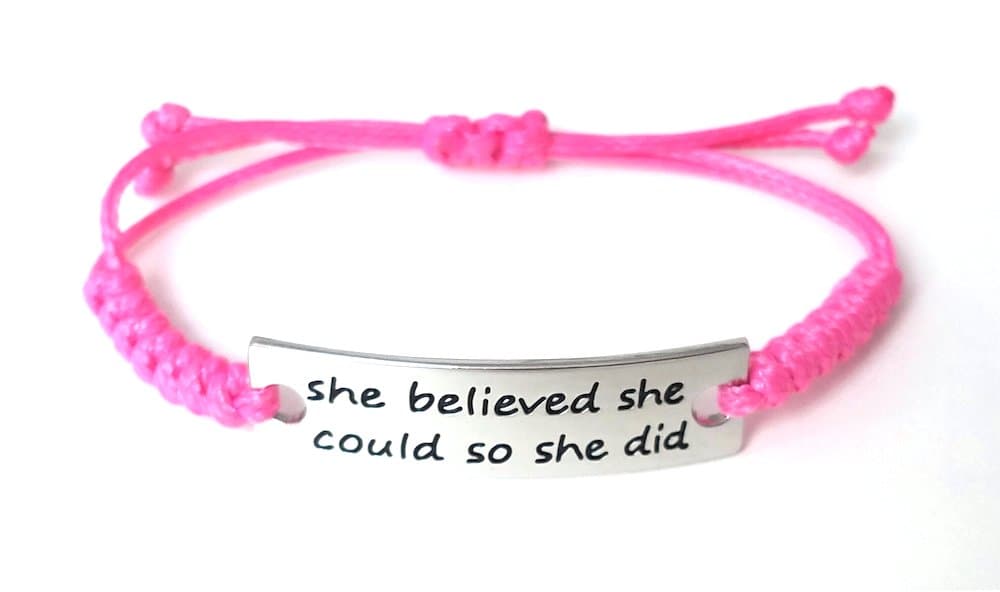 She Believed She Could So She Did - Inspiring Adjustable Bracelet - Pink