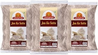Hand Roasted & Stone Ground Barley, Jau, Jaun, Barli Sattu, Barley, Jau, Jaun, Barli Sattu Atta, Jow, Jav, Jao ka ghol Sattu Powder, Litti Sattu, Leeti Sattu, Jau ka Sattu-720g(pac 3x 240g)