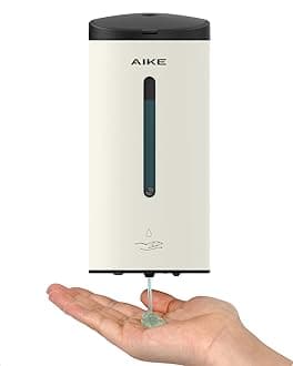 AIKE Automatic Wall Mount Liquid Soap Dispenser, Commercial Stainless Steel with 25oz Large Capacity Save Time Effort and Cost,Model AK1205 (Matte White)