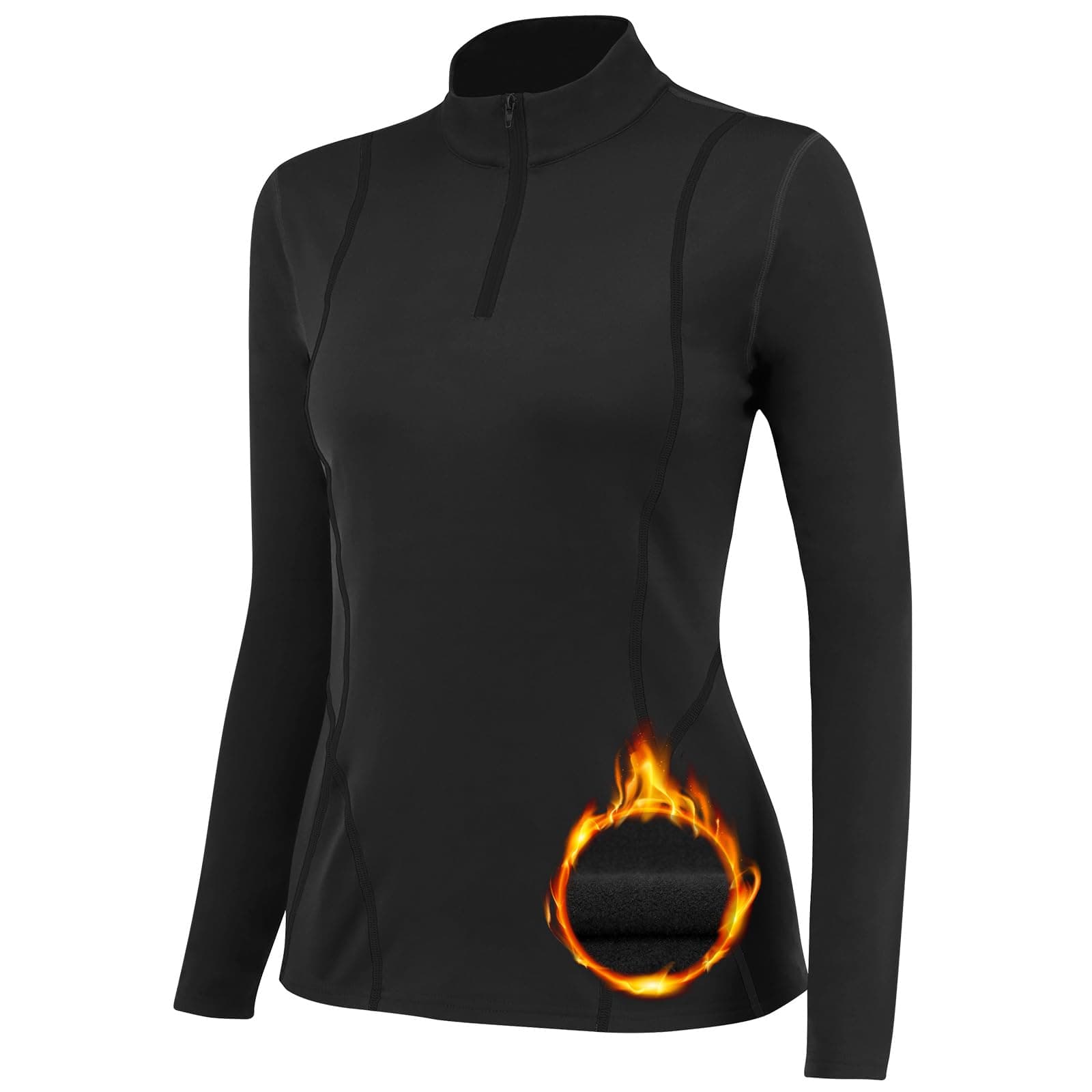 Half Zip Thermal Base Layer Women Warm Wicking Ski Base Layers with Micro Fleece Long Sleeves Ladies Thermal Tops for Running Hiking Cycling Soft Quick Dry Breathable
