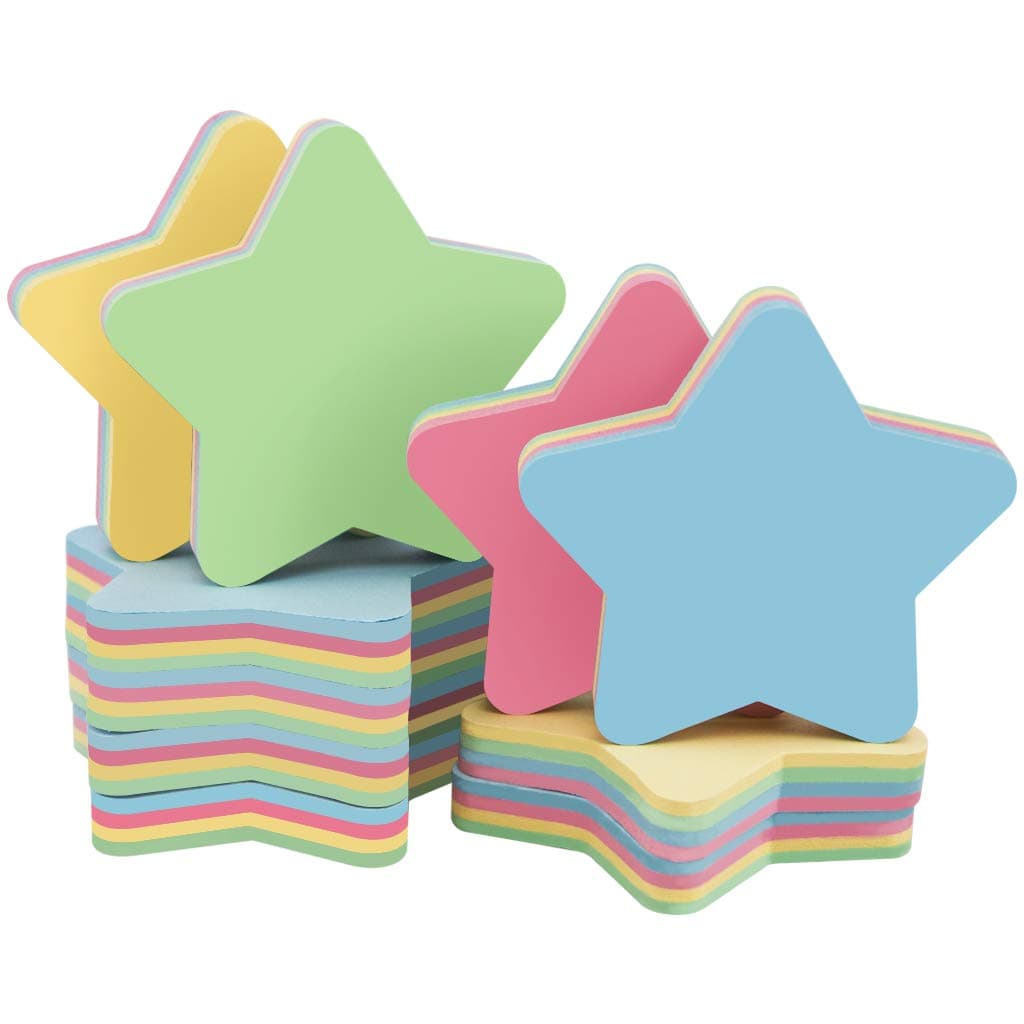 Star Sticky Notes - 1000 Sheets Mixed 4 Color Bulk Sale Sticky Memo Post Memo Note Tape Self Stick Notes for Office/School/Home