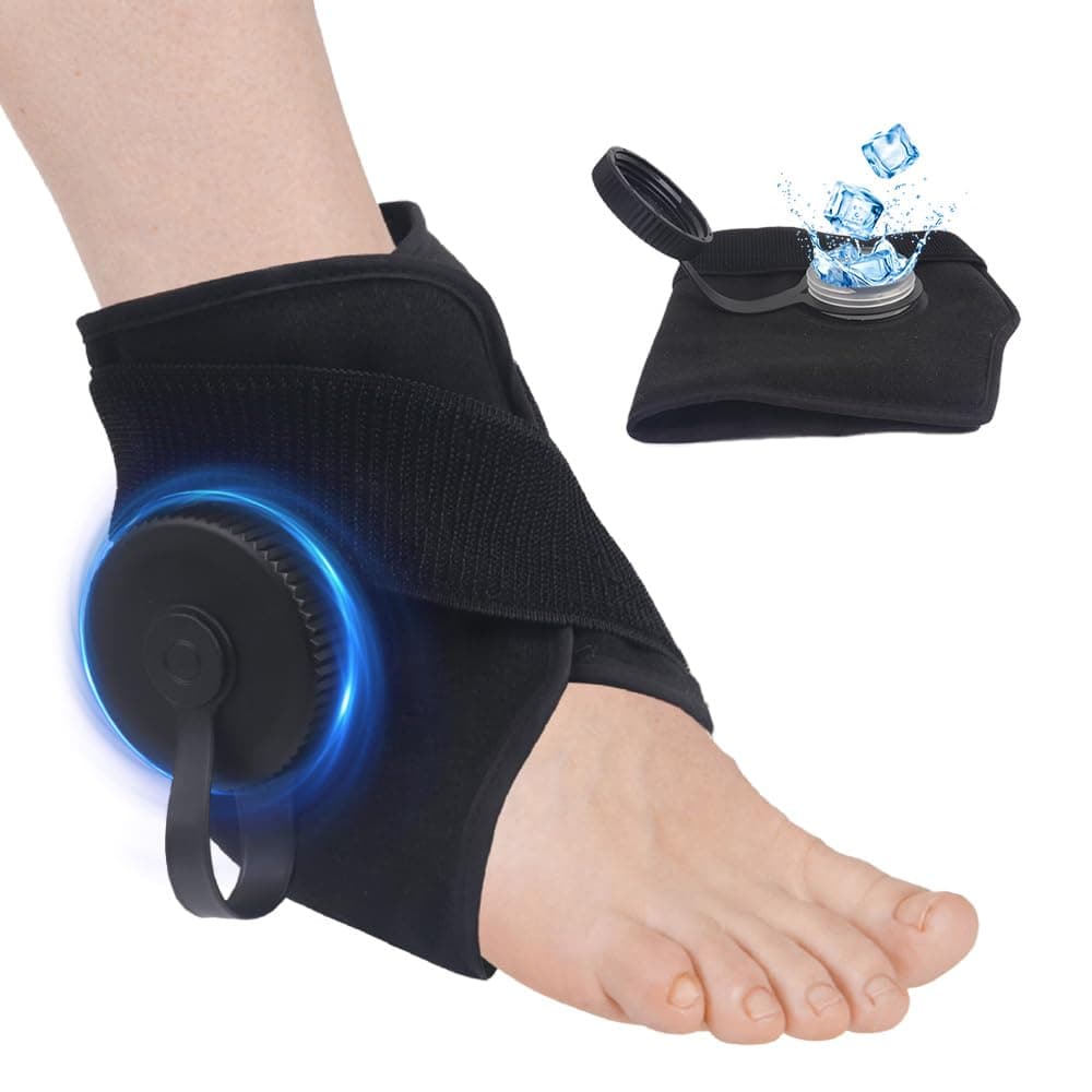 NEWGO Ankle Ice Pack Wrap Cold Therapy Ice Bag for Ankle Injuries, Swelling, Achilles Tendonitis, Plantar Fasciitis, Sprains - Wide Mouth Design for Easy Ice Filling - Ideal for Athletes
