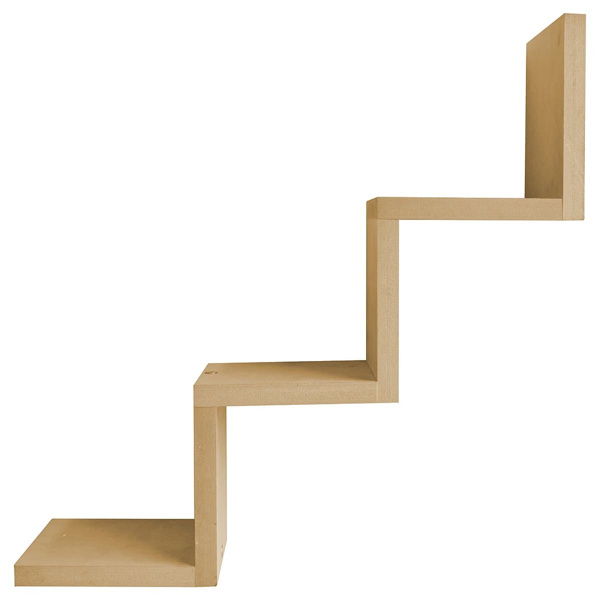 Group Zig Zag Shelf, 60 x 43 x 15 cm, Raw Wood