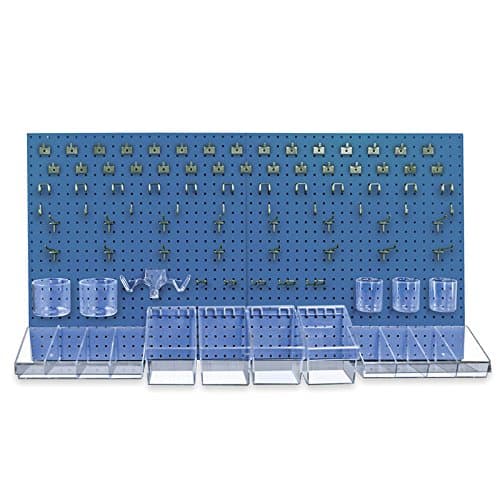 125 Piece Pegboard Organizer Kit in Blue with 2 Pegboard Panel 24W x 24H Inches