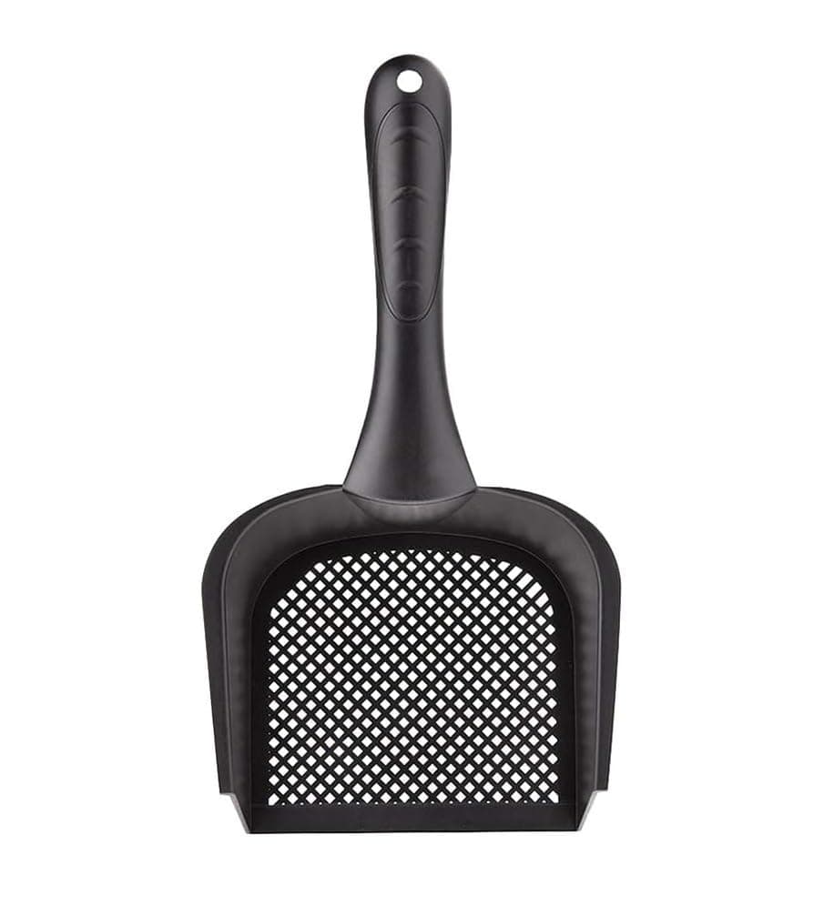 AUGEN Large Fine Hole Cat Litter Scoop - Efficient Long-Handled Tool for Easy Pet Waste Cleanup (Black)