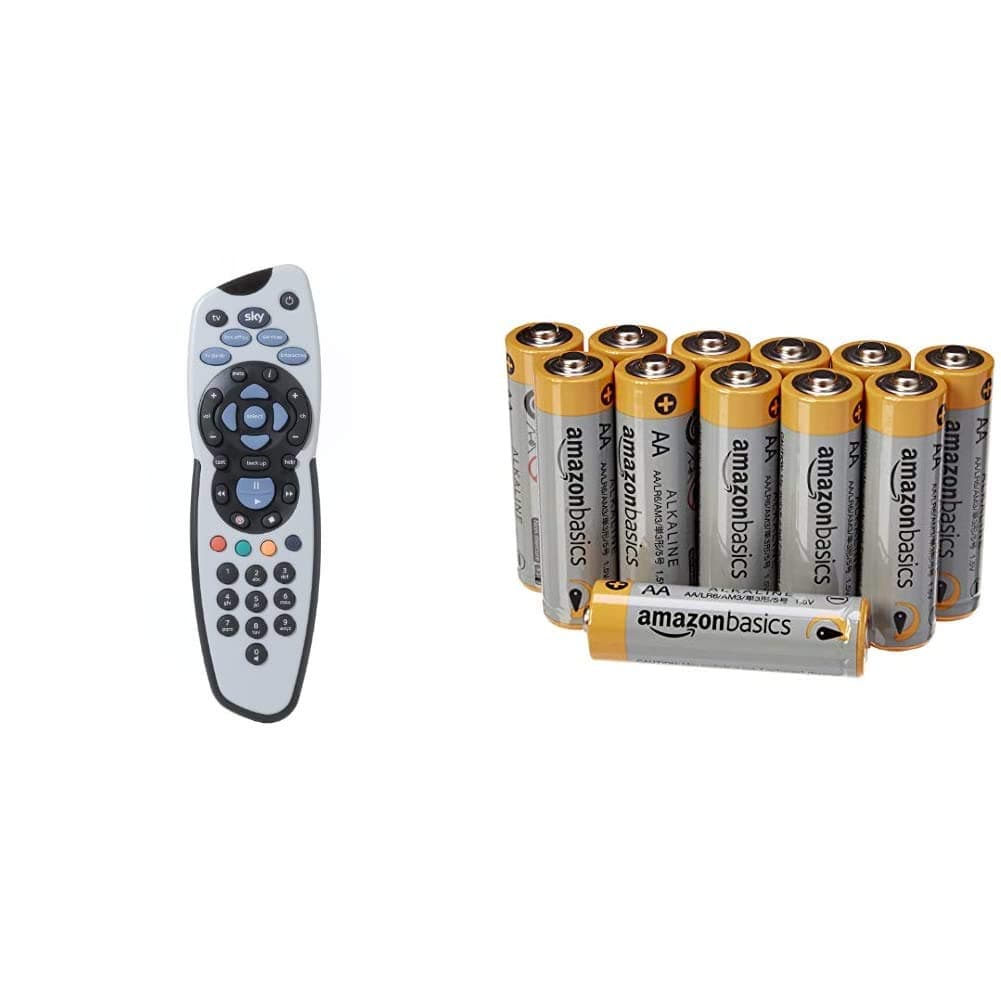 SKY SKY111 Plus Remote Control & Amazon Basics AA Performance Alkaline Batteries (12-Pack) - Packaging May Vary