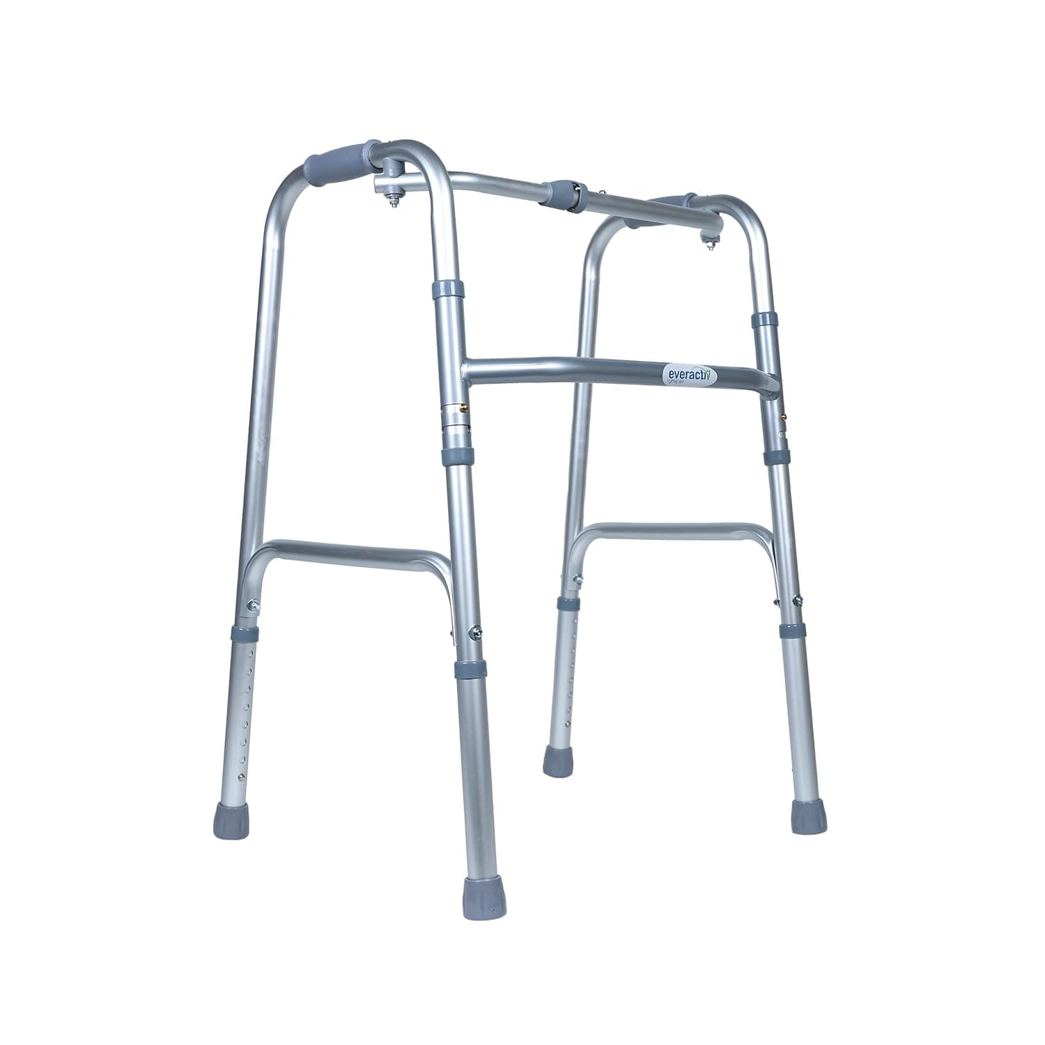 Everactiv Lightweight Aluminuium Walker for adults, Height Adjustable Walking Support for Old People, Sturdy Frame Walker for Old People | Made in India