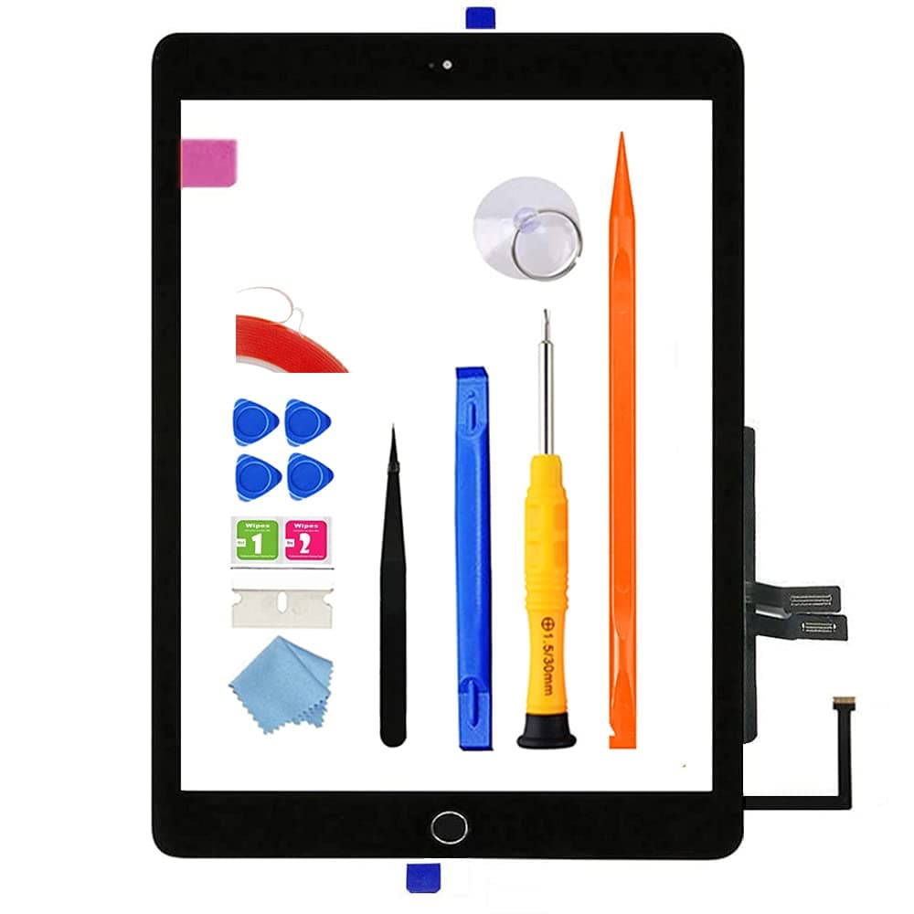 Screen Replacement for iPad 6th Gen 2018 9.7"(Not air2), only for A1893 A1954, with Home Button, Complete Repair Tools Kit, Camera Holder, Pre-Installed Adhesive [365 Days Warranty]