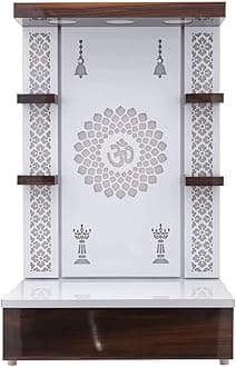 Wooden Temple White LED Light for Home and Office|Home Temple|Puja Mandir|Wall Hanging & Table Top Home Mandir(TMP09) SIZE-18x12x10 In