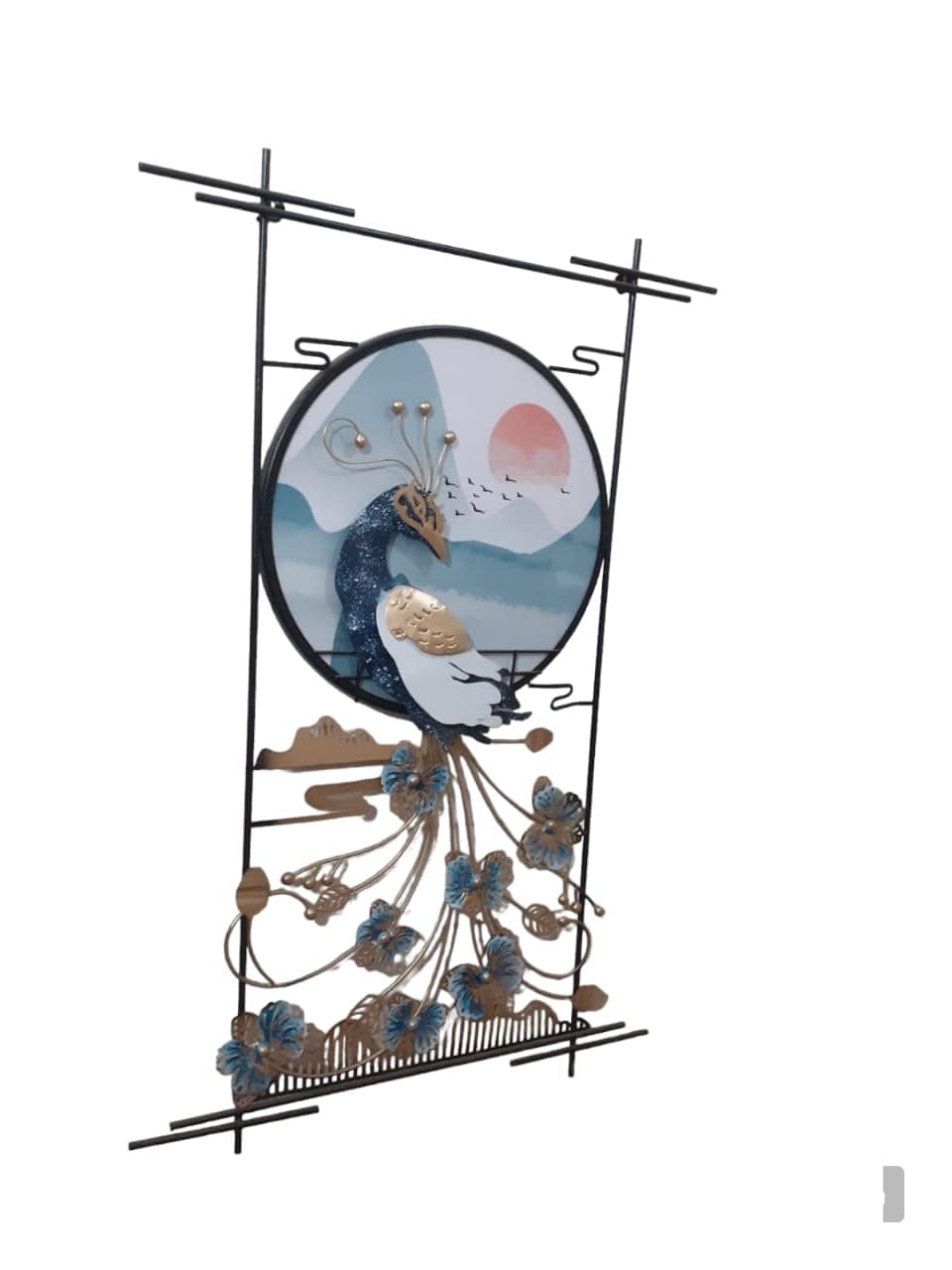 Ace Deco Modern Wall Sculpture Decor Creative Peacock Metal Wall Hanging Decor, Modern Handmade Metal Wall Art Sculptures, House Warming Home Hotel Living Room Bedroom 48 * 24inch