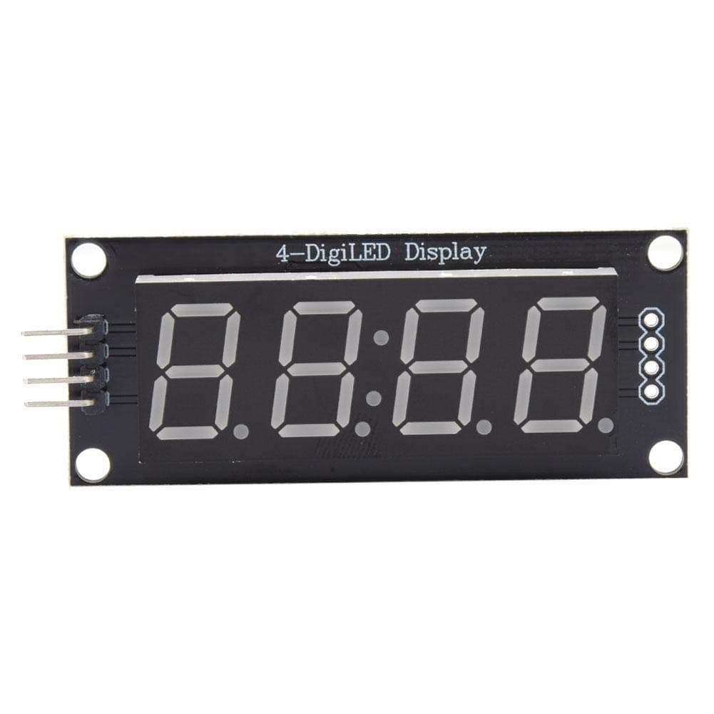 4-Digit 7-Segment LED Display Clock Module with TM1637 IC Compatible with Raspberry Pi (Blue LEDs)