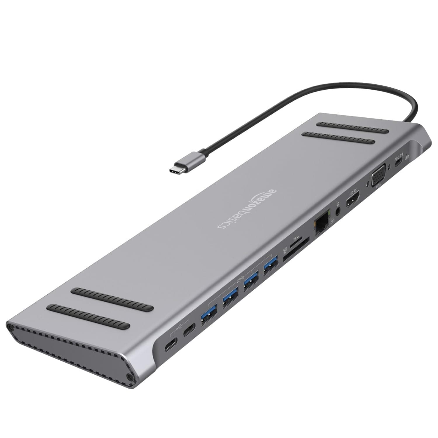 E-store 14-in-1 USB C Hub Dock Station, USB C Network Hub with HDMI, VGA, PD 3.0, 4 USB, 2 USB-C, Gigabit Ethernet for MacBook, iPad, Surface Pro & Windows Laptops - Laptop Stand Included