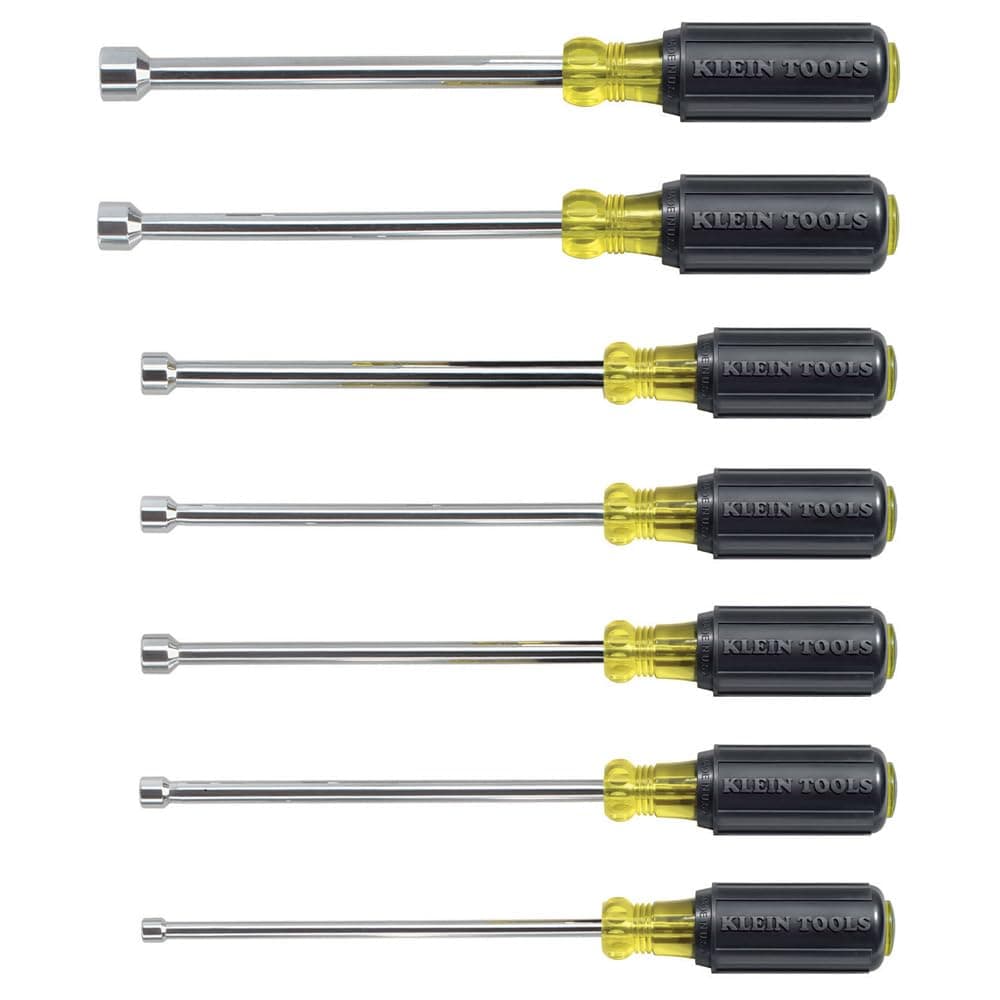 647 Tool Set, Made in USA, Nut Drivers Sizes 3/16, 1/4, 5/16, 11/32, 3/8, 7/16, 1/2-Inch, Chrome-Plated 6-Inch Shafts, Cushion Grip, 7-Piece